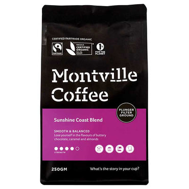 Montville Coffee Ground Plunger Sunshine Coast Blend 250g